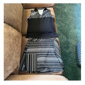 Lady Hagen Women Golf Set Outfit Black & White Sleeveloss Top Size Small Skort 4